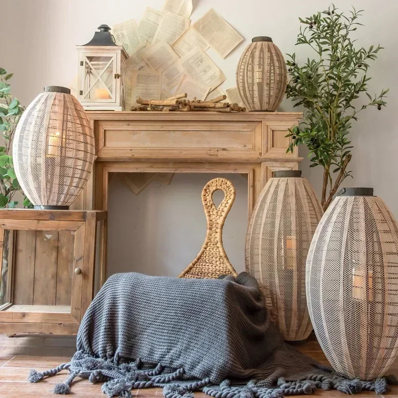 Afralia™ Wooden Lantern Candle Holder Nordic Style Patio Garden Decoration Furniture