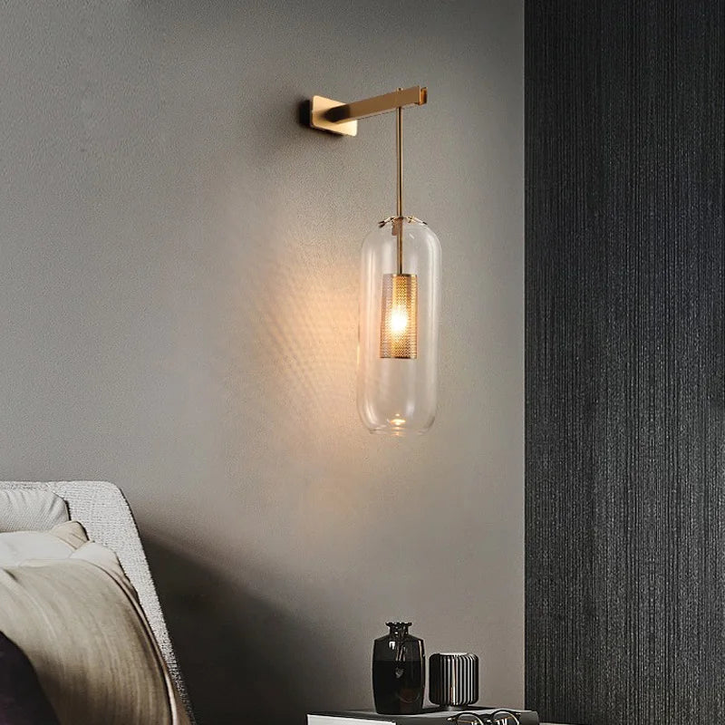 Afralia™ Nordic Glass Wall Lights for Bedroom Decor and Study - Modern Black Wall Lamp