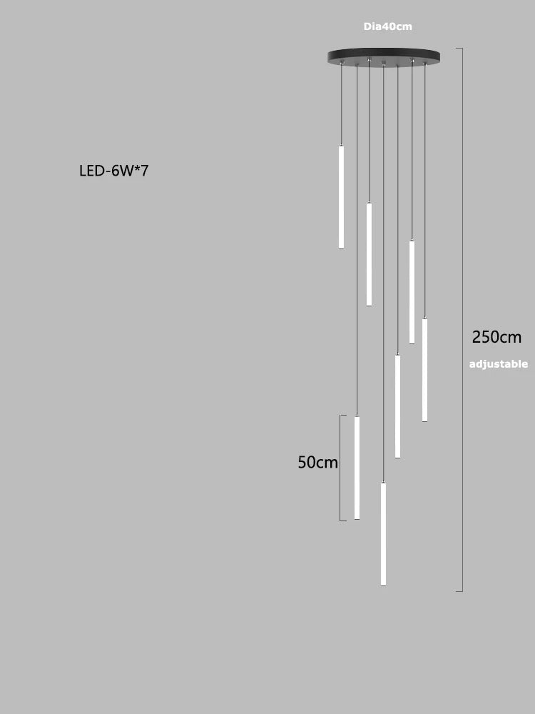 Afralia™ Modern LED Tube Ceiling Chandelier Staircase Lights Lighting Fixtures Home Decor