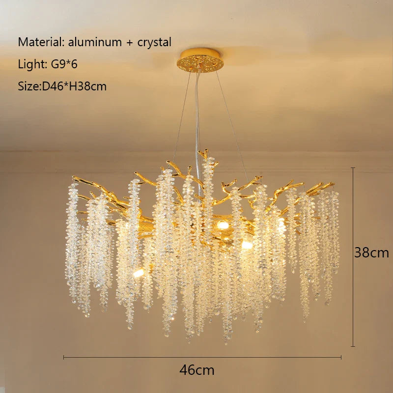 Afralia™ Luxury Crystal Ceiling Chandelier LED Pendant Lamp for Living Dining Bedroom