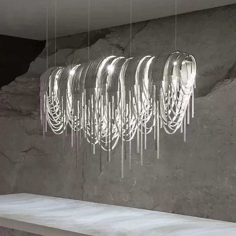 Afralia™ Aluminum LED Chandelier for Modern Interior Decor, Living Room, Dining Room, Kitchen Island, Bedside Wall Lamp