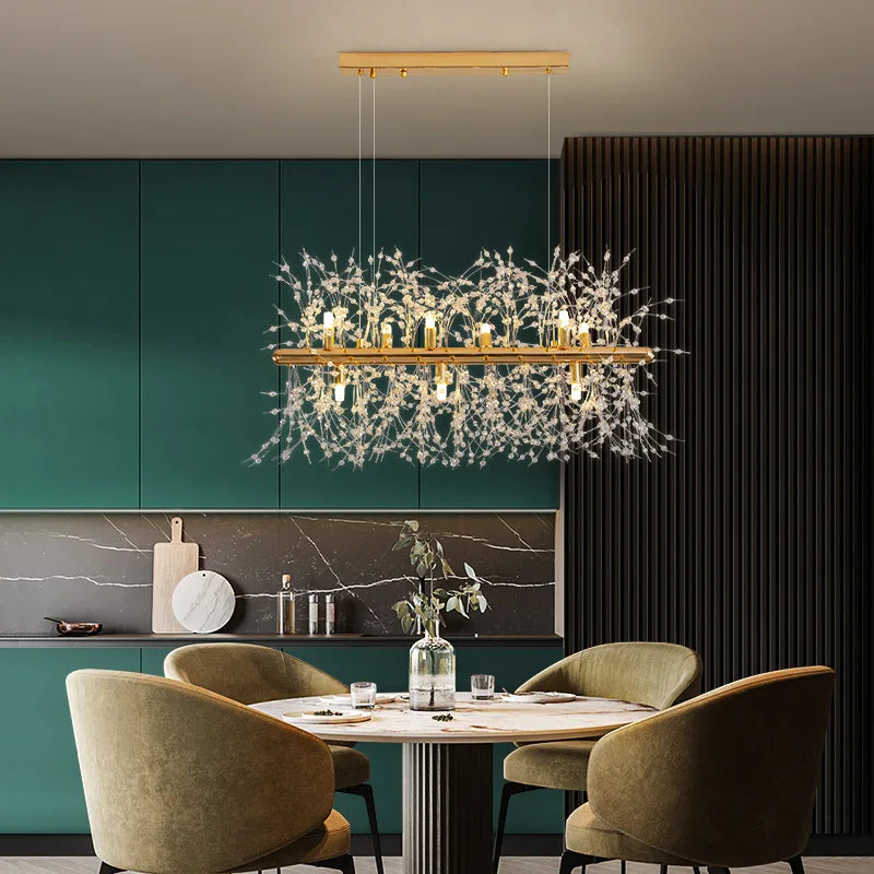 Afralia™ Dandelion LED Chandelier, Modern Crystal Stainless Steel Ceiling Light