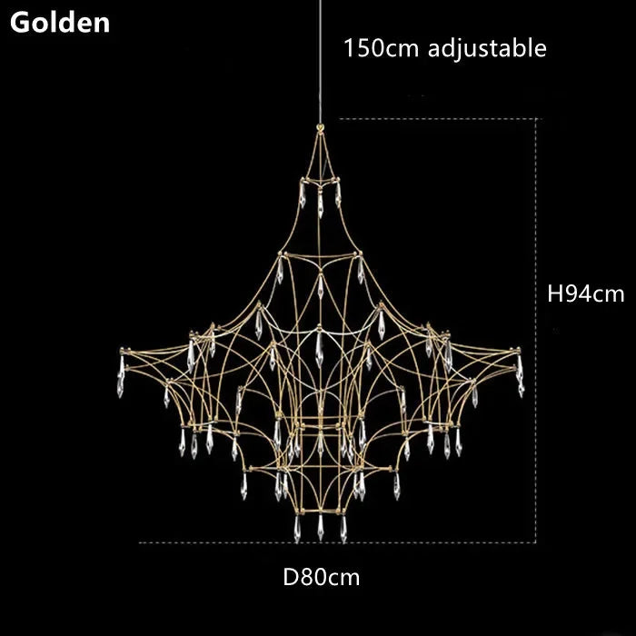 Afralia™ Quasar Crystal LED Golden Lustre Pendant Lamp - Chrome Design for Home Lighting