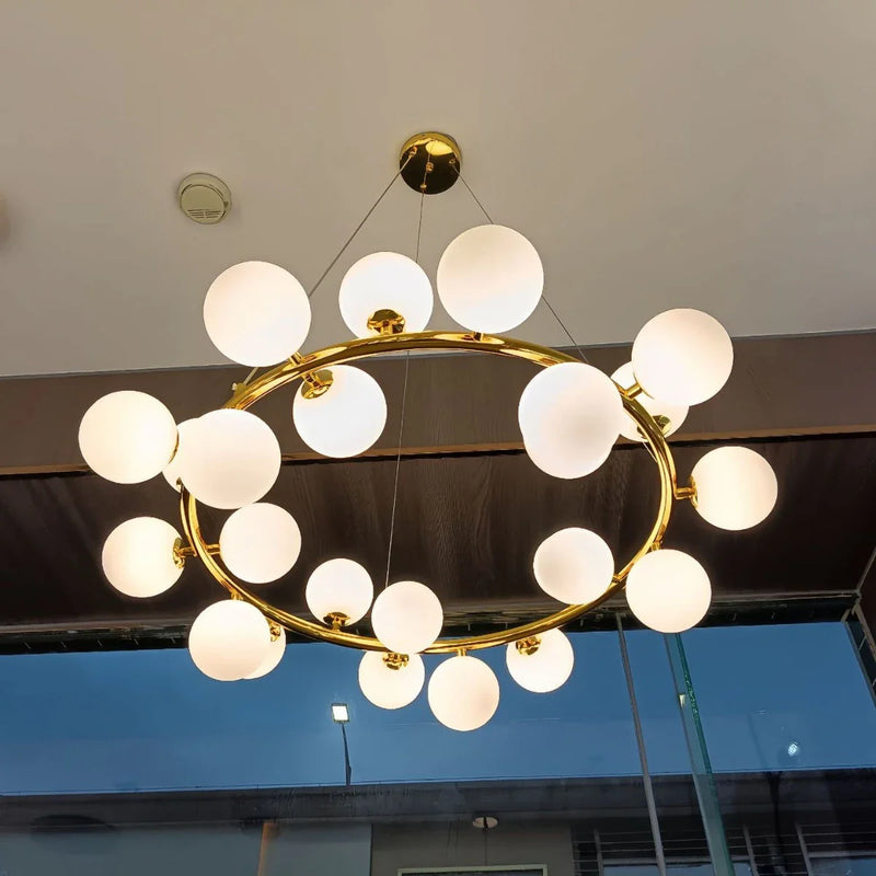 Afralia™ LED Glass Chandelier Pendant Lamp for Living Room Dining Room Lighting