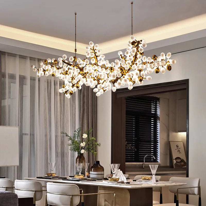 Afralia™ Gold Grape Chandelier Glass Pendant Lights for Living Room & Dining Room