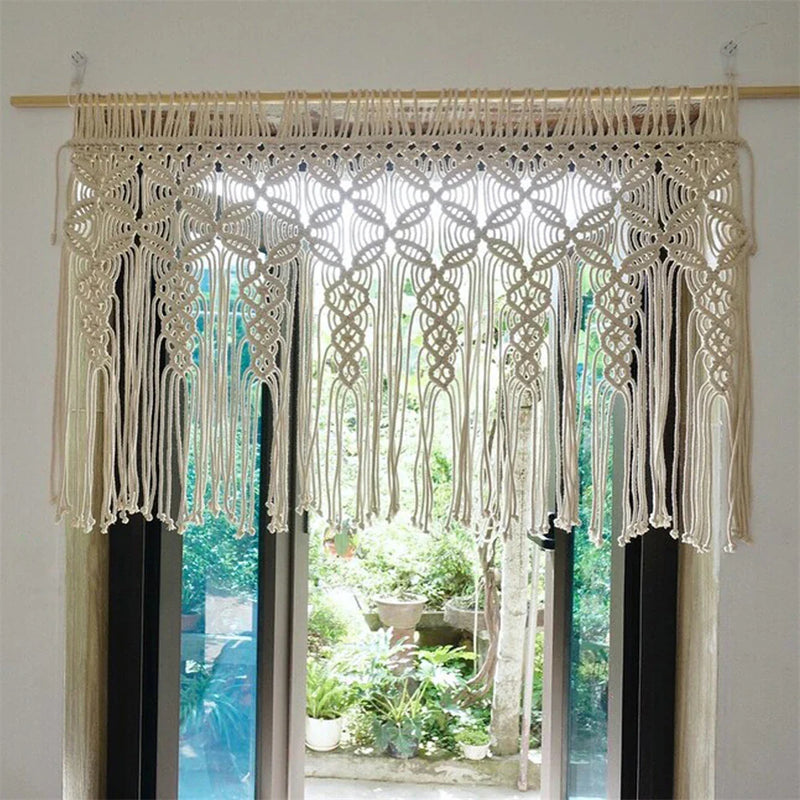 Afralia™ Macrema Cotton Rope Tassel Curtain Tapestry for Bohemian Room Decor