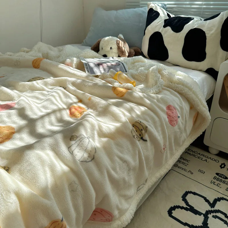 Afralia™ Lamb Nap Cartoon Coral Velvet Blanket: Super Soft, Thick, and Cute for Winter