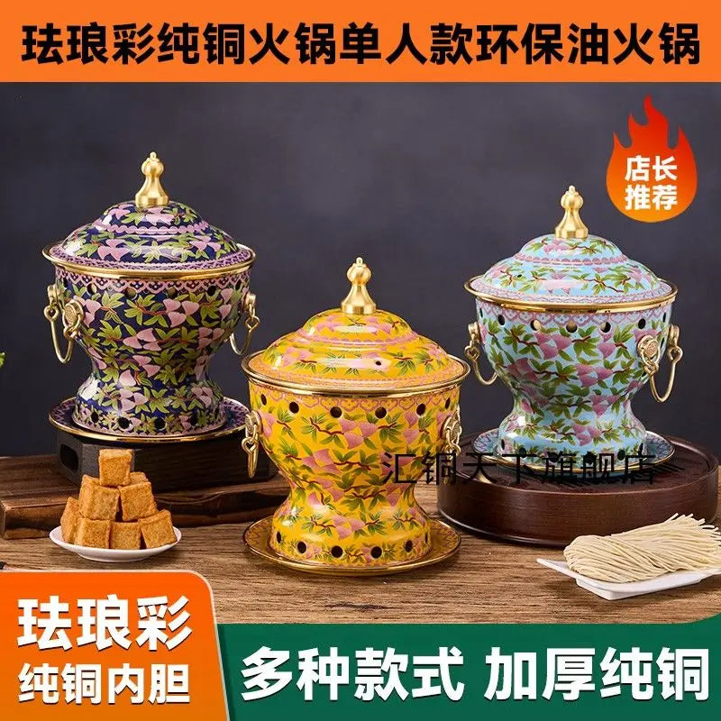 Afralia™ Enamel Copper Hot Pot for Eco-Friendly Cooking