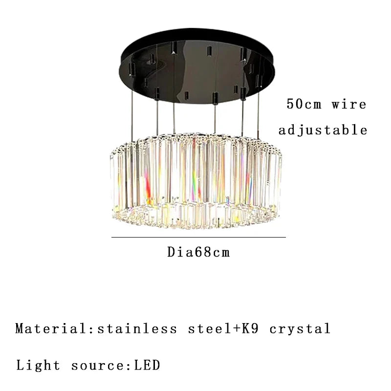 Afralia™ Luxury Round Crystal Dining Table LED Chandelier - 2025 Design