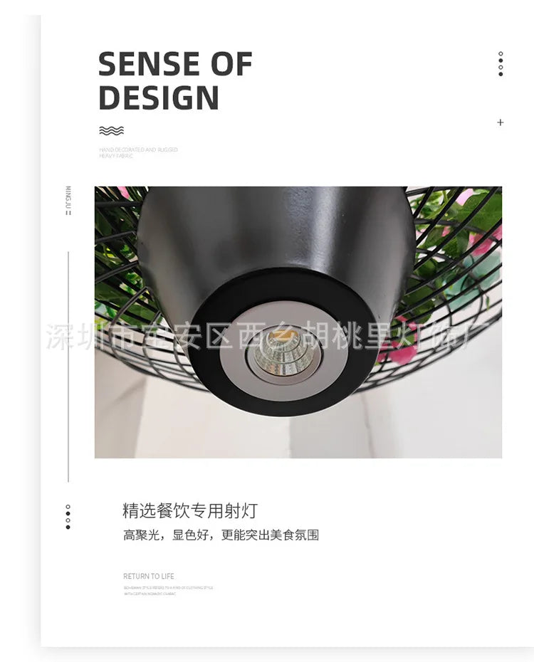 Afralia™ Industrial Barbecue Restaurant Plant Light - Round Table Decorative Pendant