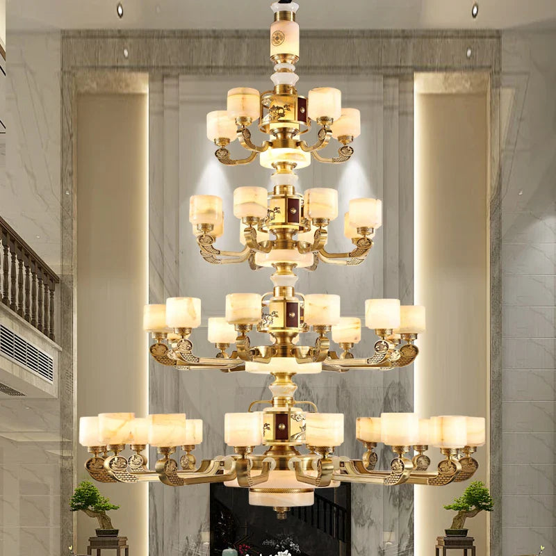Afralia™ Natural Jade Chandelier - Luxurious Zhongshan Lamps for Dining, Bedroom, and Living Room