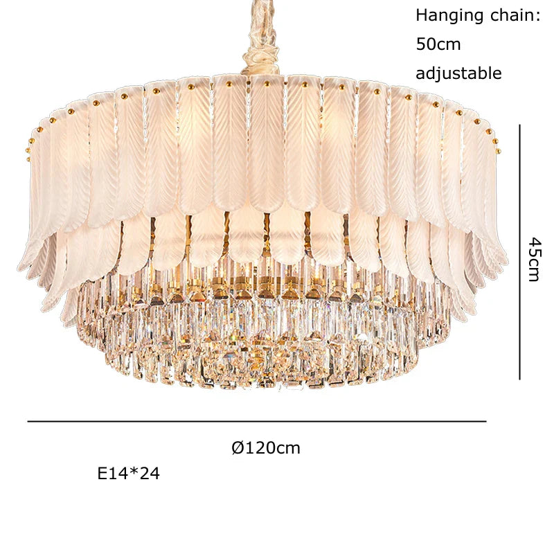 Afralia™ Golden Crystal Chandelier: Postmodern Luxury Round Chandelier for Living Room