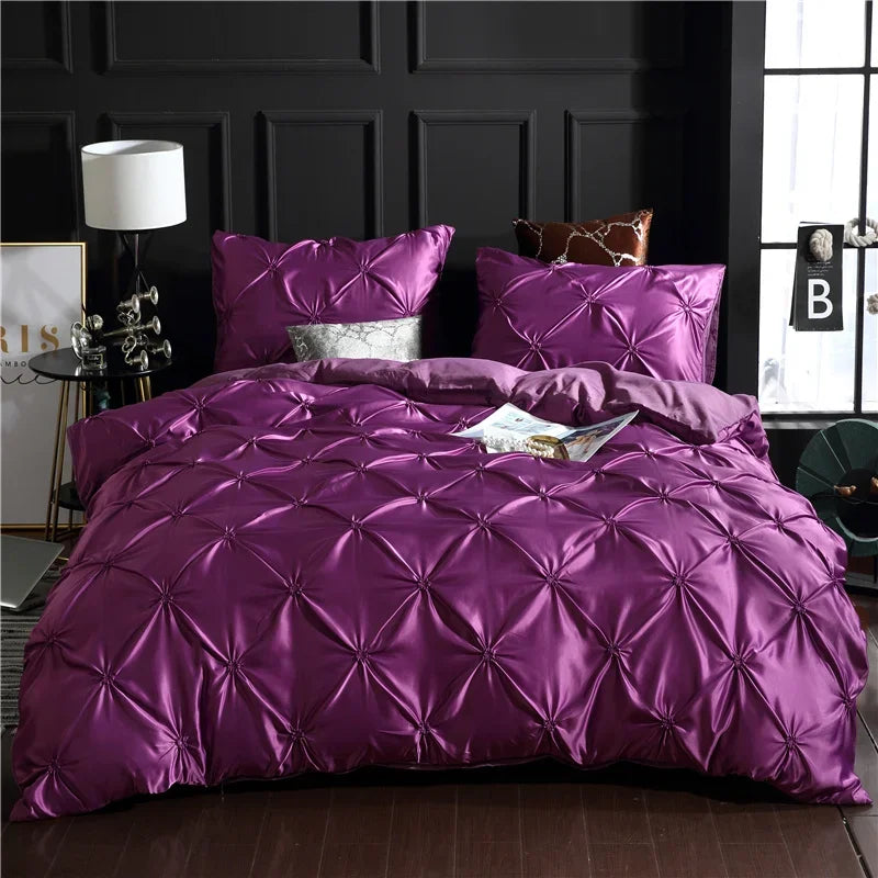 Afralia™ Rayon Pinch Pleated King Duvet Cover Set with Pillowcase