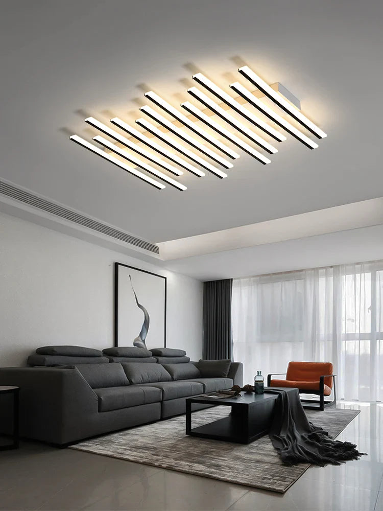 Afralia™ Modern LED Strip Ceiling Chandelier for Living Room, Office, Restaurant, and Bar