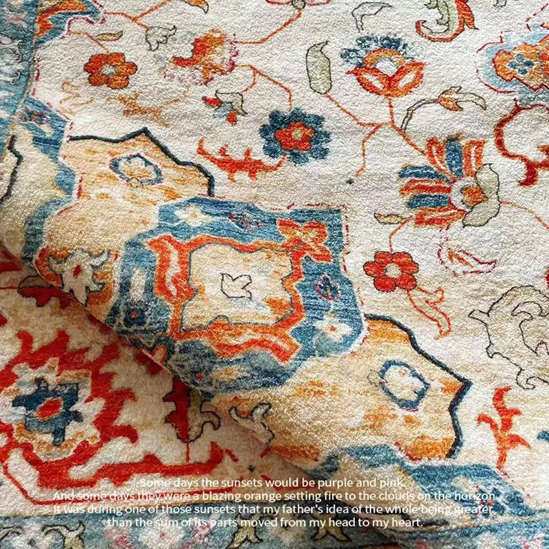 Afralia™ Circular Geometric Cashmere Floor Mat for Living Room, Stain Resistant & Easy-Clean