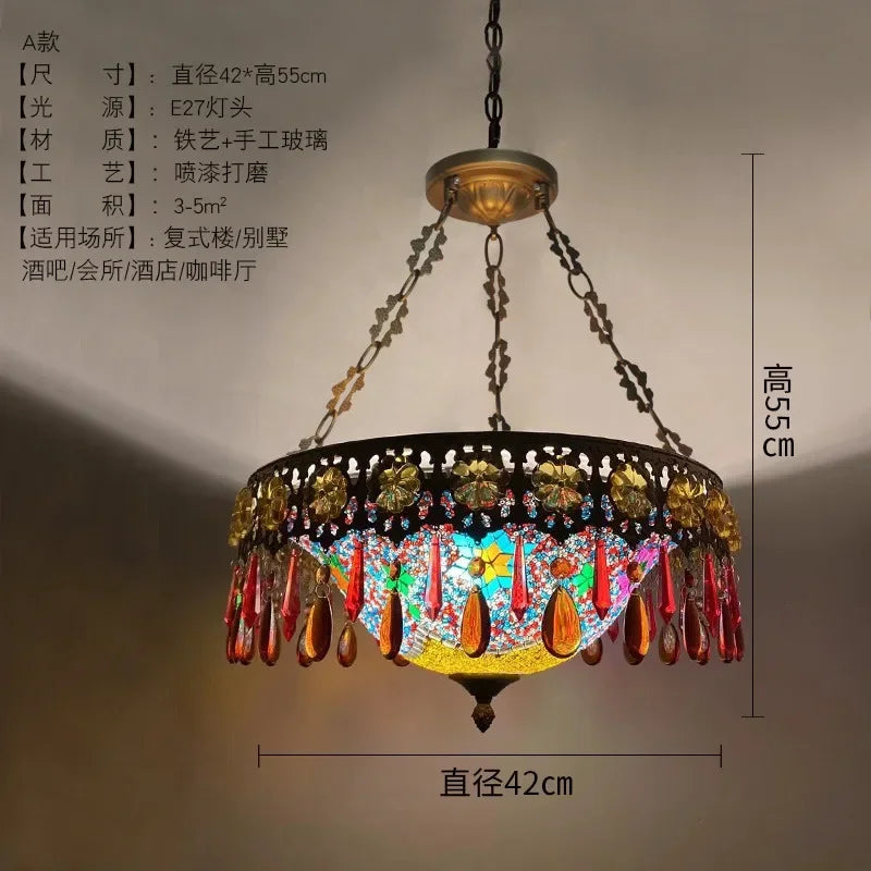 Afralia™ Bohemian Exotic Stained Glass Pendant Lights for Home Decor and Hospitality