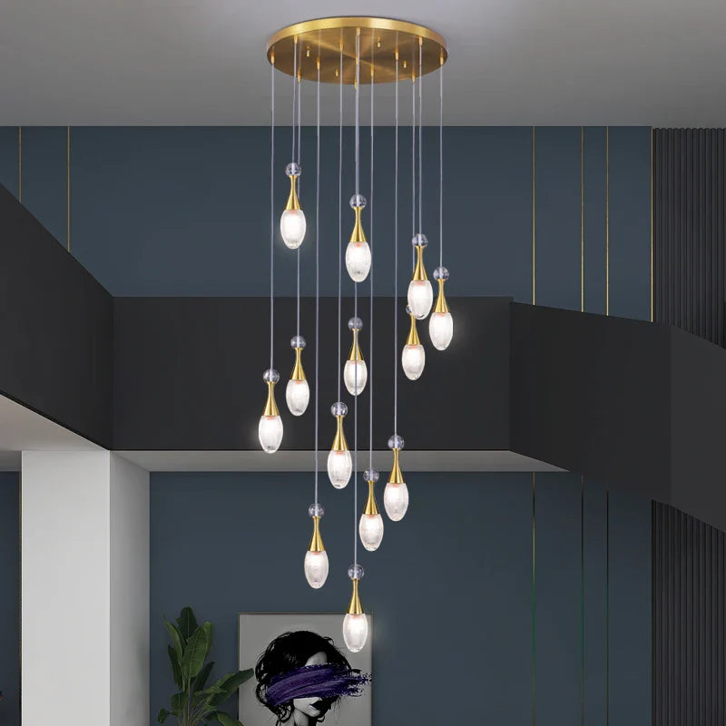 Afralia™ LED Luxury Chandelier for Living Room Hall Dining Kitchen - Modern Double Staircase Lighting