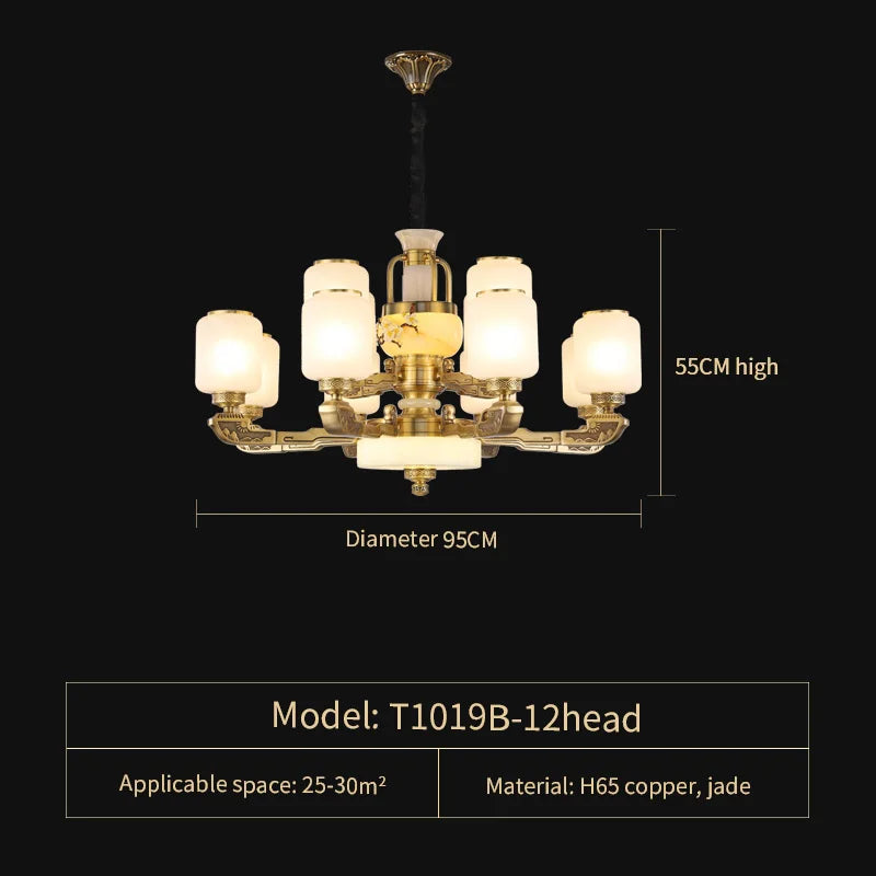 Afralia™ Vopper Jade Lamp: Modern Chinese Chandelier for Living & Dining Rooms