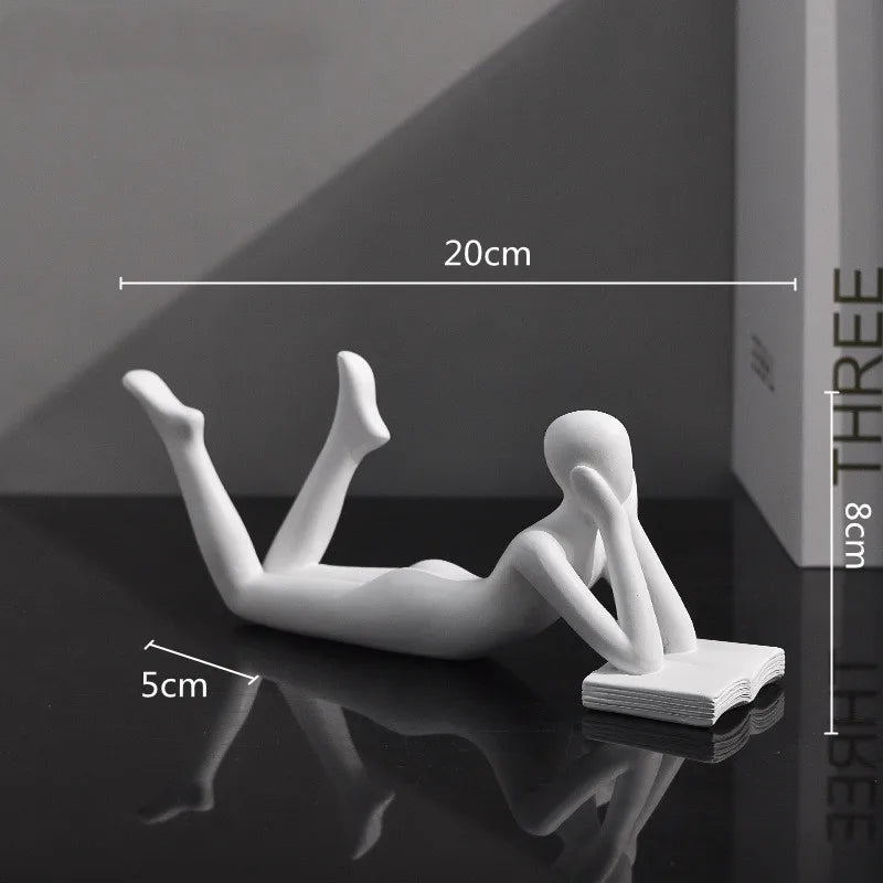 Afralia™ Golden Thinker Reader Man Resin Figure: Abstract Home Decor Figurine