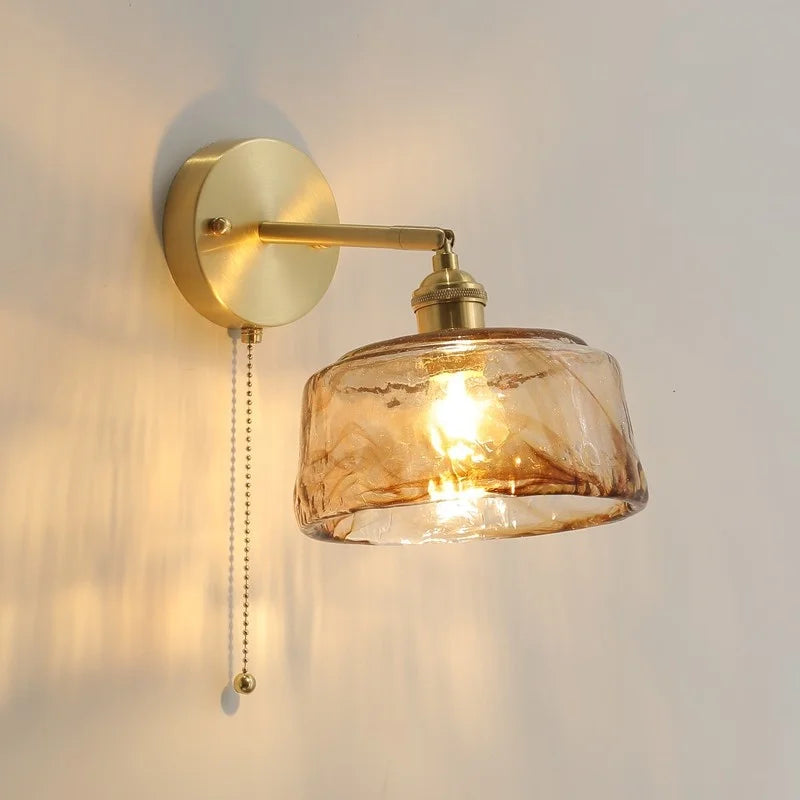 Afralia™ Glass Copper LED Wall Lamp Sconce for Corridor Bedroom Living Room