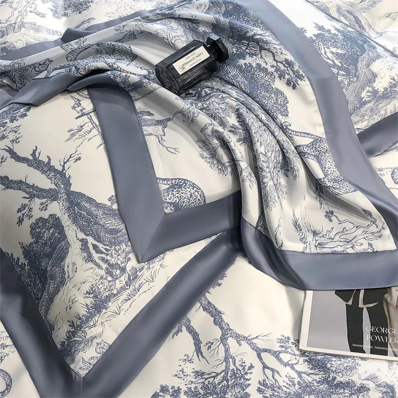 Afralia™ Silky Eucalyptus Fiber Lyocell Bedding Set with Leopard Print Design