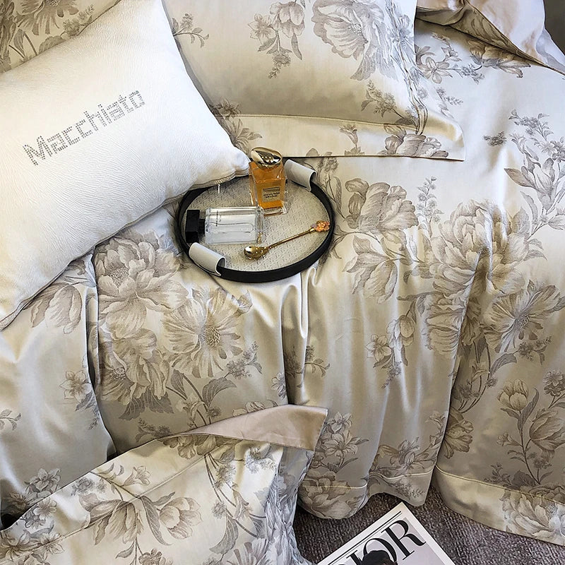 Afralia™ 1200TC Egyptian Cotton Satin Jacquard Patchwork Bedding Set with Silky Finish