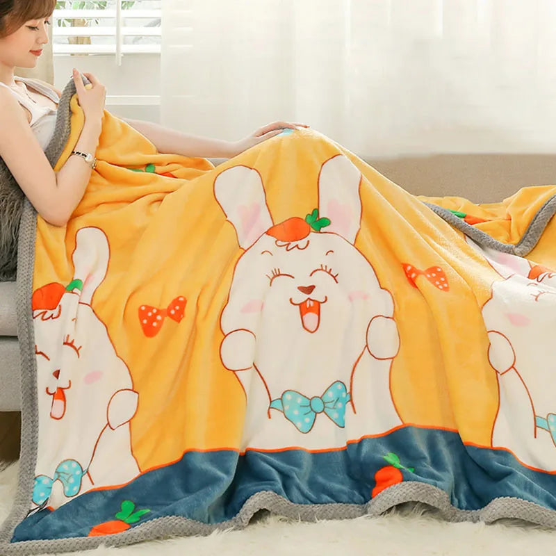Afralia™ Cartoon Flannel Blanket: Soft & Skin-Friendly for Summer & Autumn Beds.