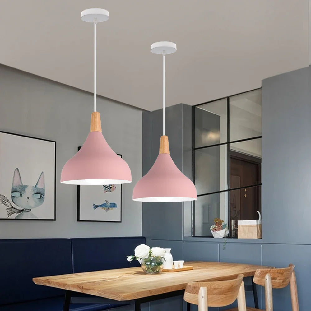 Afralia™ Nordic Aluminum Pendant Lights Modern Wood Hanging Lighting E27 LED Loft Suspension Luminaire