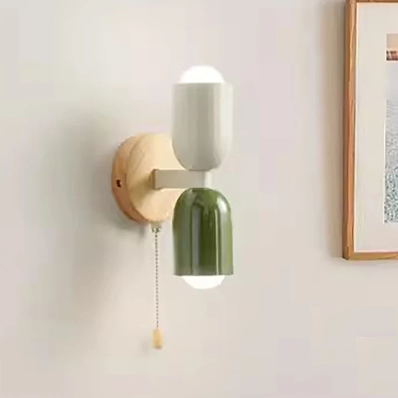 Afralia™ Cream Zipper Nordic Wooden Wall Lamp: Minimalist Indoor Lighting for Bedroom and Living Room