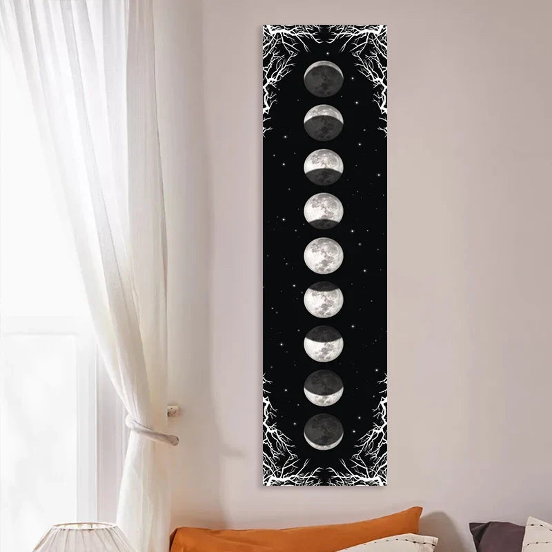 Afralia™ Moon Phase Tapestry: Black & White Sky Wall Hanging & Bohemian Home Decor