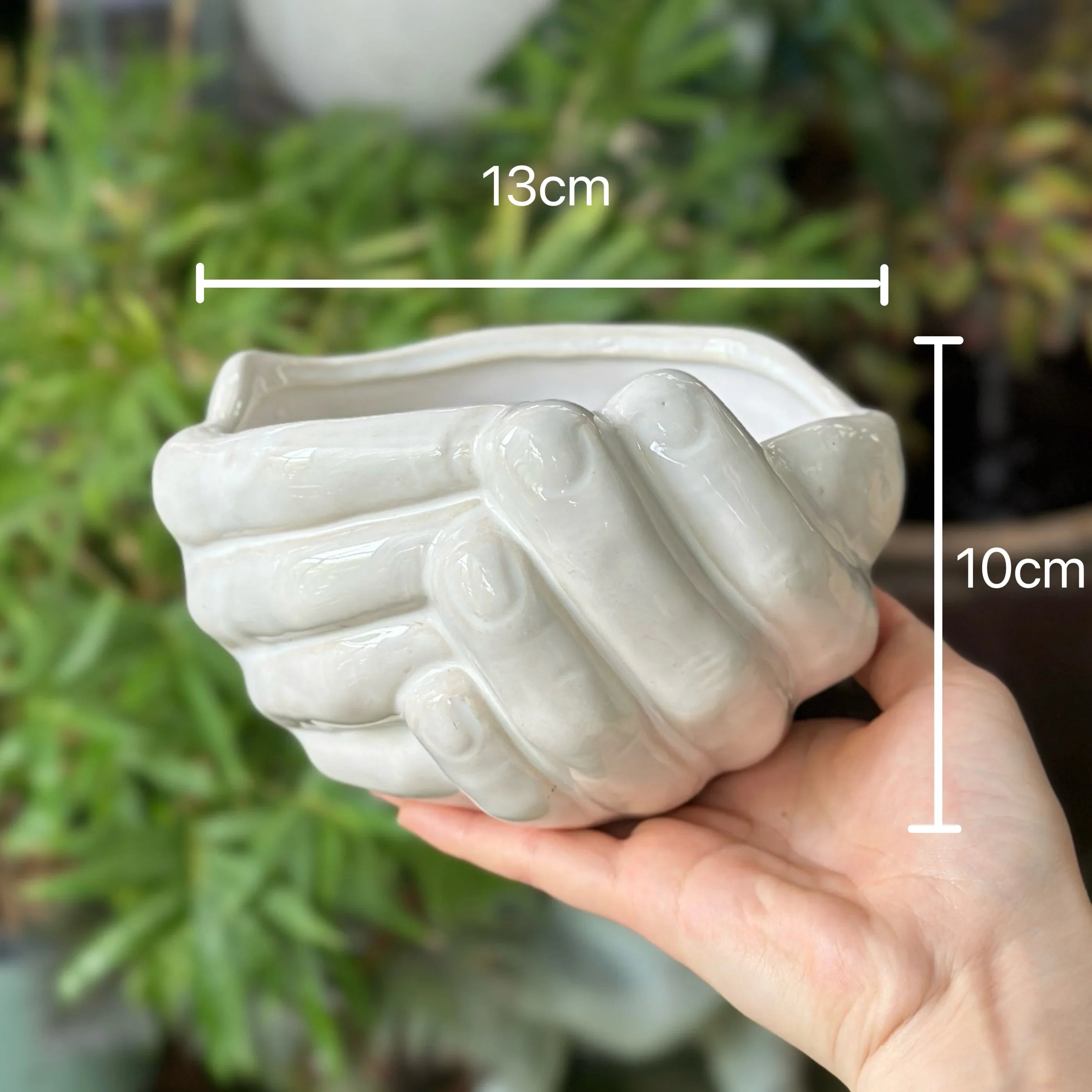 Afralia™ Ceramic Palm Flowerpot Vase Tray Home Decor Accessory