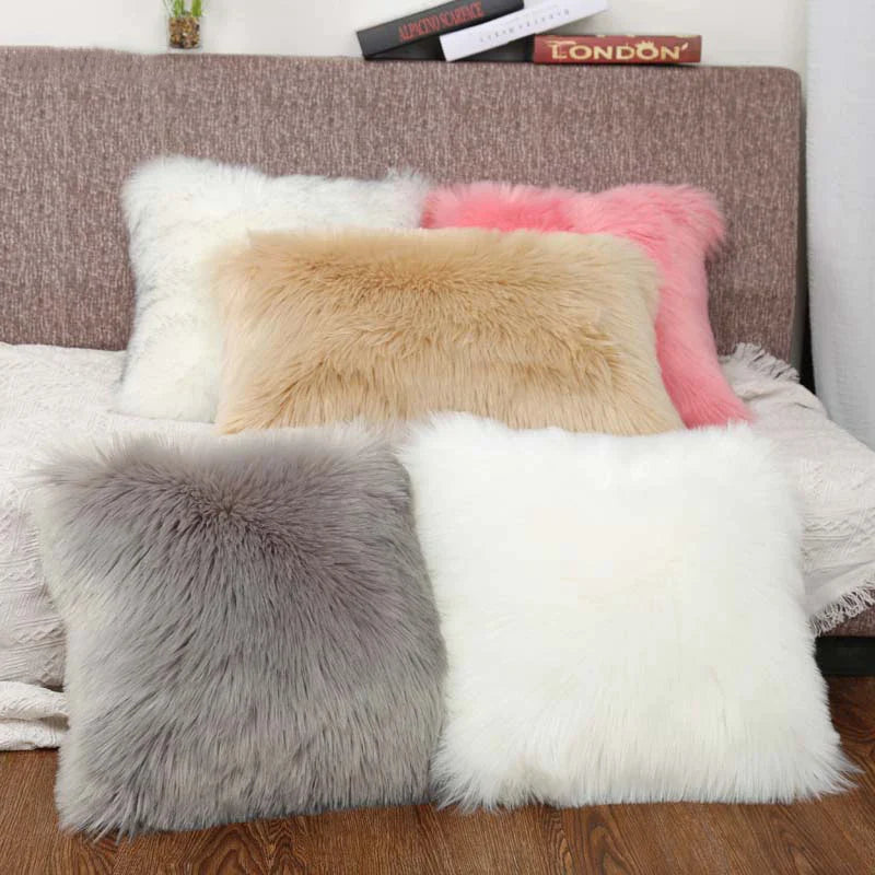 Afralia™ Nordic Faux Fur Cushion Cover 50x50cm - Soft, Cozy Throw Pillowcase for Home Decor