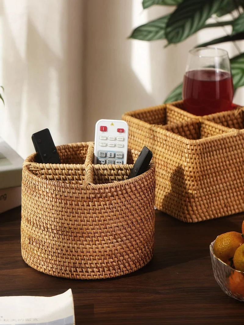 Afralia™ Rattan Storage Box: Organizer with Handle for Home & Office