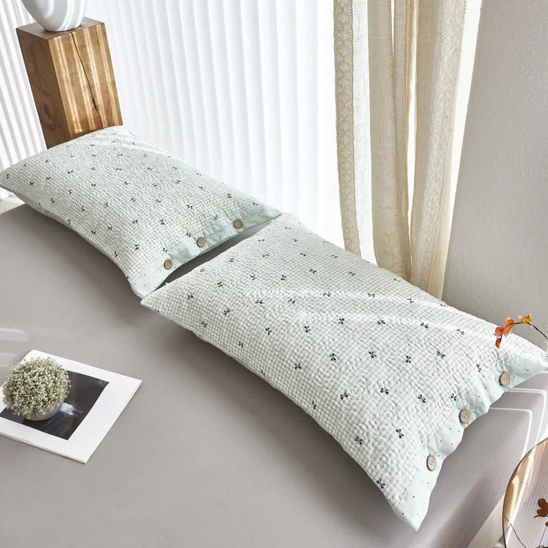 Afralia™ Quilted Cotton Pillowcase: Double-Sided, Cozy, Button Lock, Skin-Friendly, Printed Home Textile