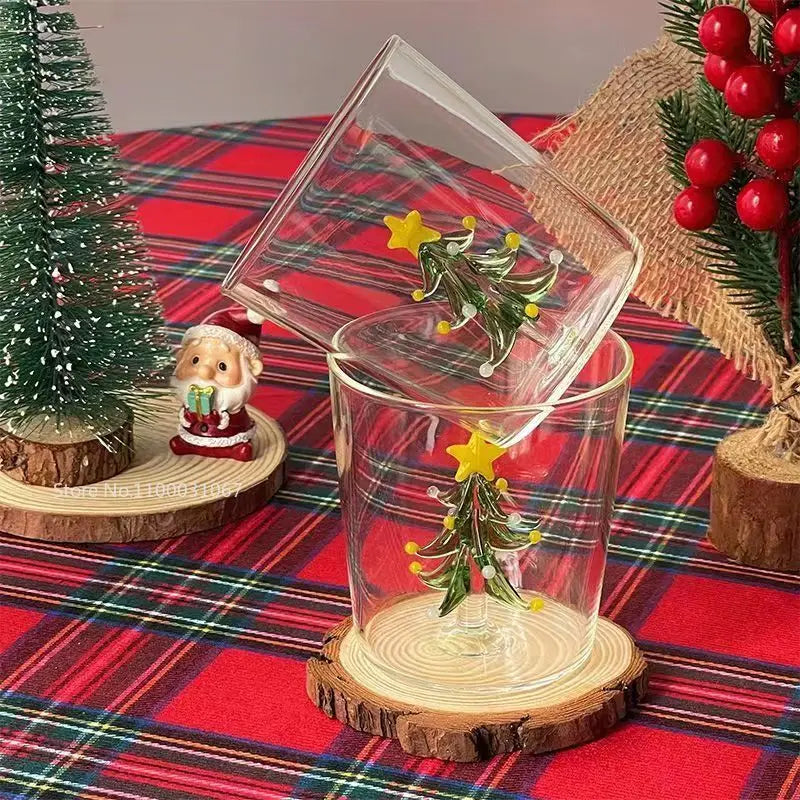 Afralia™ Christmas Tree Rose Glass Cup: Durable, Cute, Creative 3D Design. Ideal Gift!