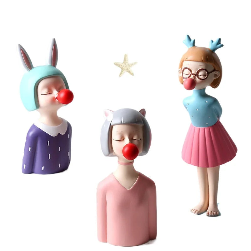 Afralia™ Nordic Girl Desk Figurines: Cute Cartoon Decor, Arts and Crafts, Birthday Gift