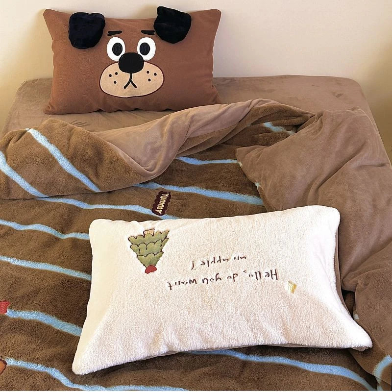 Luxury Embroidered Autumn Winter Bedding Set by Afralia™- Soft Warm Velvet Duvet Cover Set