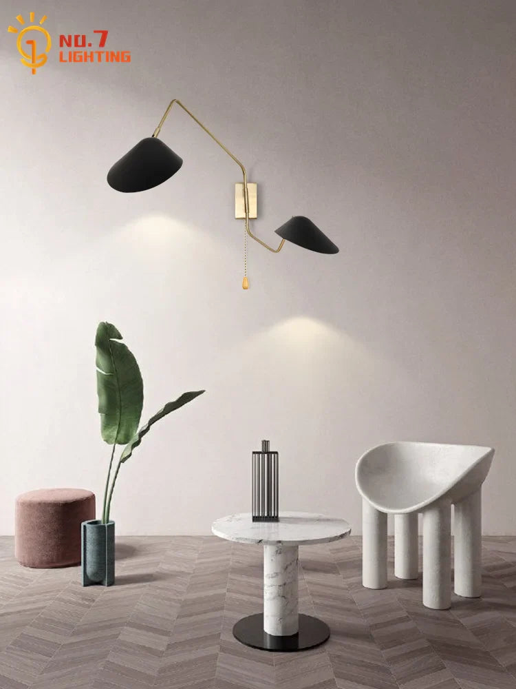 Afralia™ Luxury Dawn Spider Serge Mouille Swing Arm Wall Lamp LED E27 White