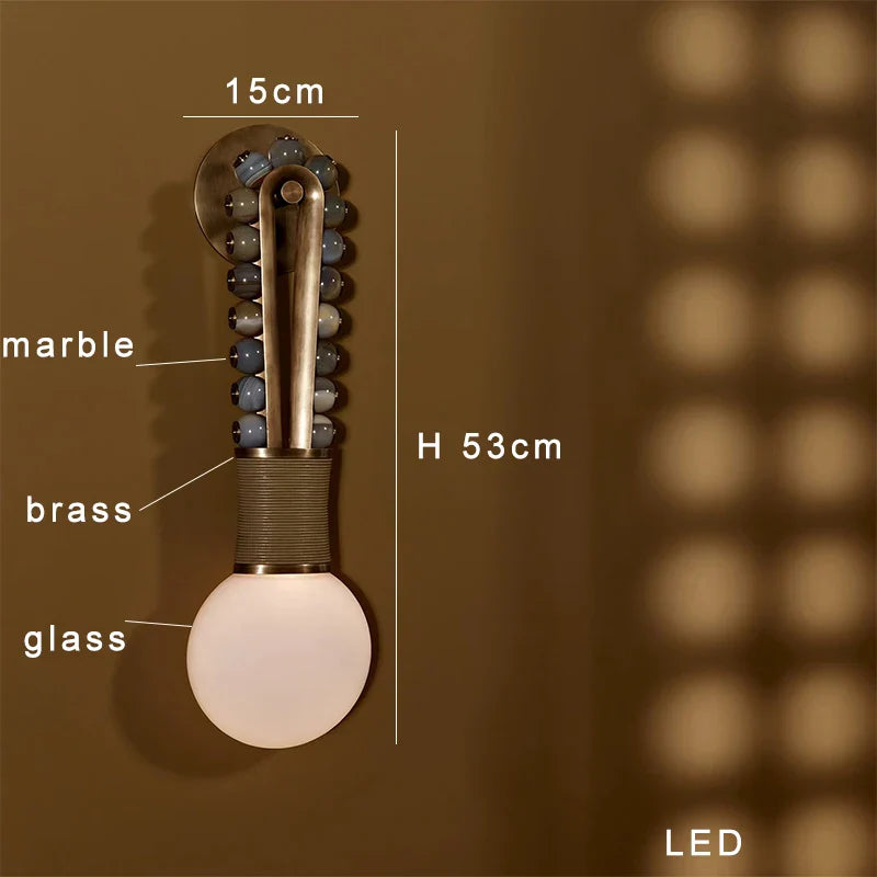 Afralia™ Classic Brass Marble Wall Sconce Bedside Light Luxe Background Décor