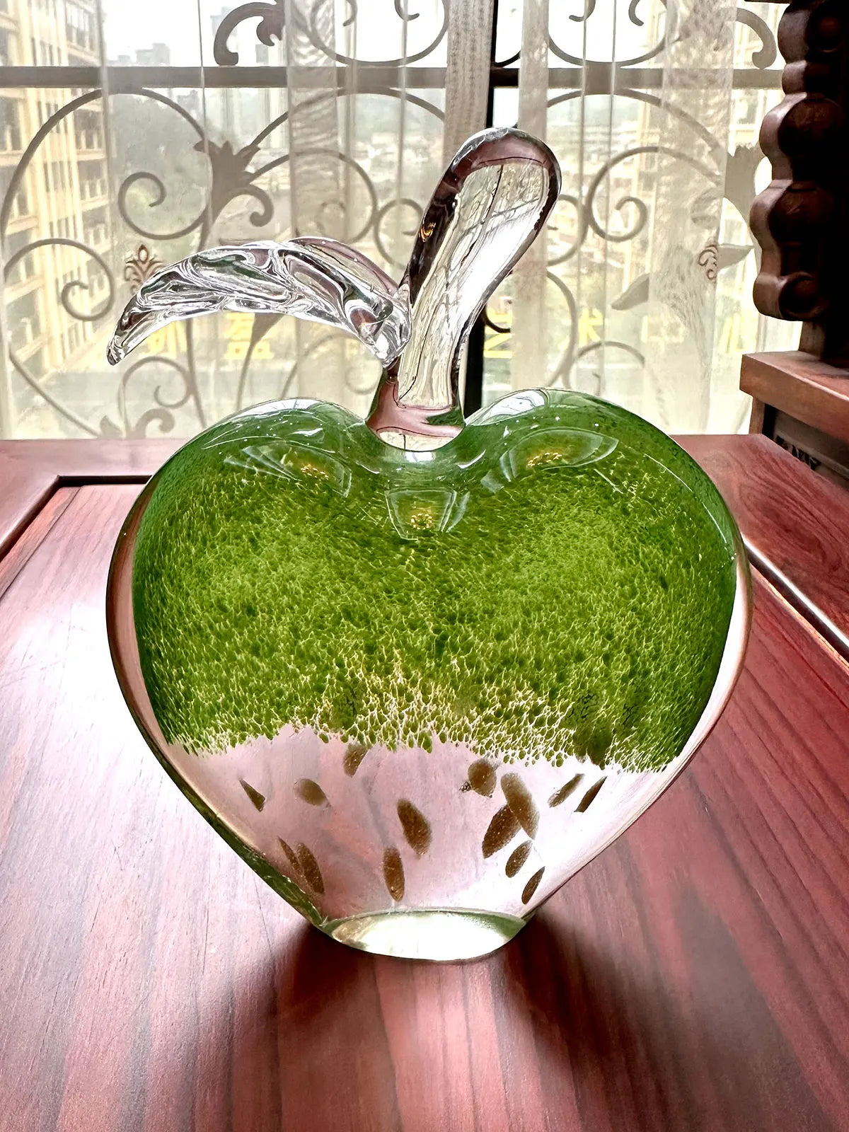 Afralia™ Crystal Glass Apple Paperweight: Modern Office Desktop Decor & Gift.