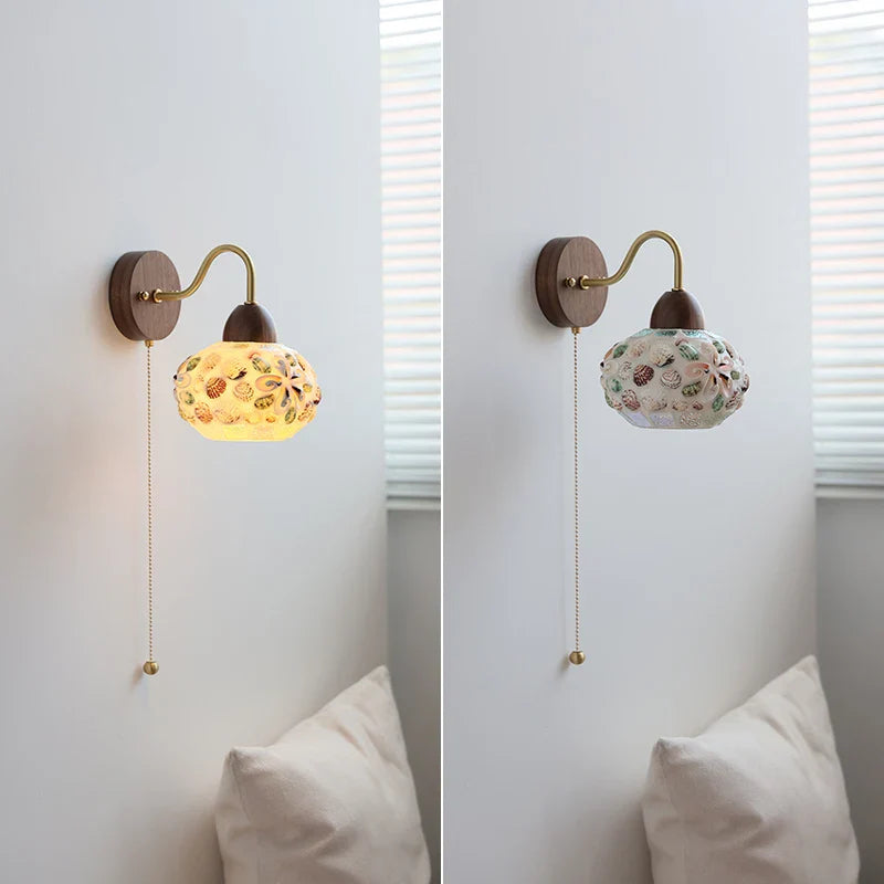 Afralia™ Tiffany Style Glass LED Wall Light with Colorful Shell Design