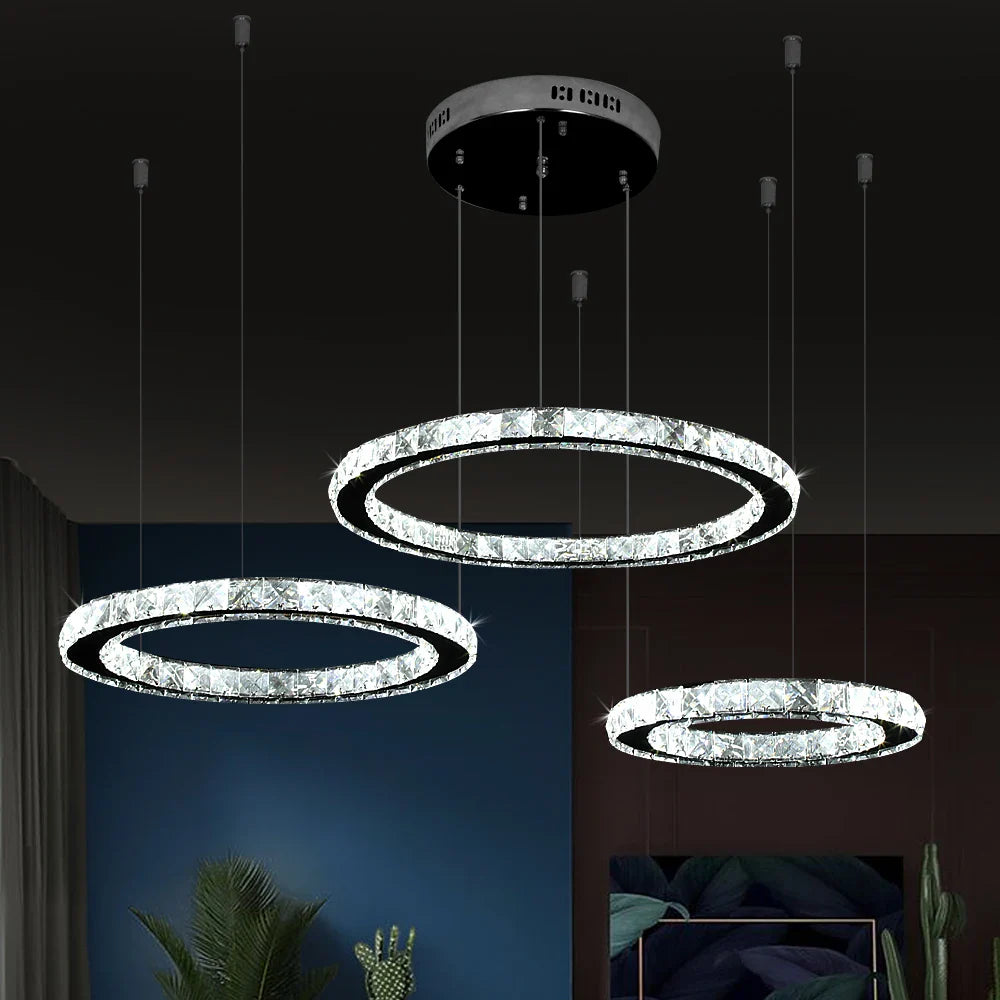 Afralia™ Crystal LED Ring Chandelier for Luxe Living Spaces
