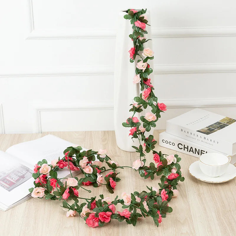 Afralia™ 250cm Rose Flowers Vine Garland Autumn Cane Backdrop Decor