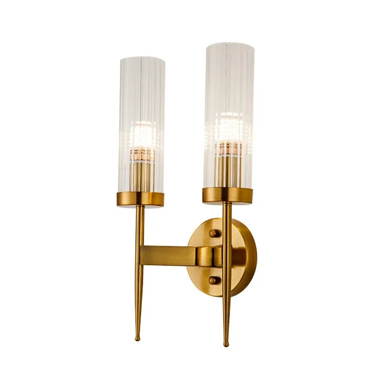 Afralia™ Nordic Golden Glass Wall Lamp Double Head Modern Style Lighting