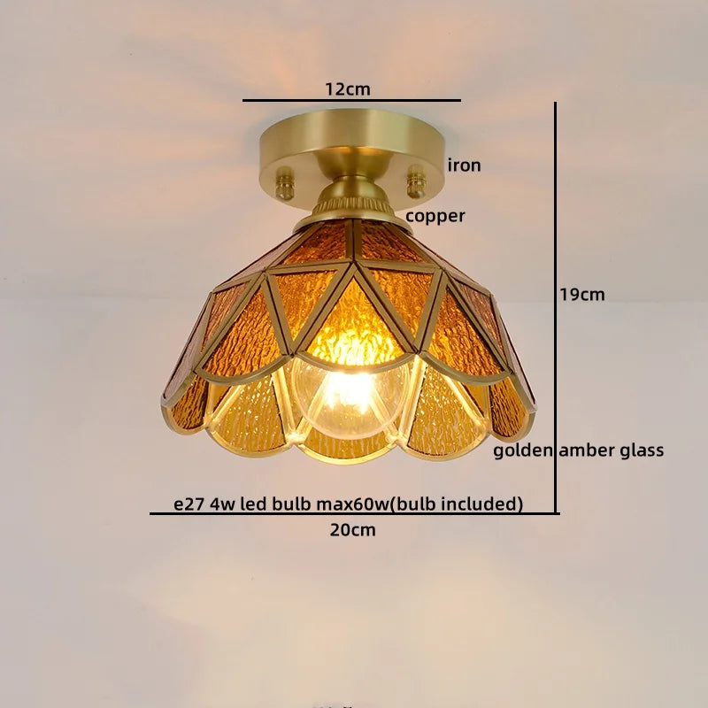 Afralia™ Glass Copper LED Ceiling Light - Nordic Home Lighting Fixture