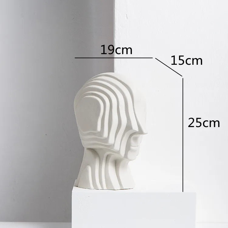 Afralia™ Geometric Ceramic Head Sculpture | Golden Alien Figurine