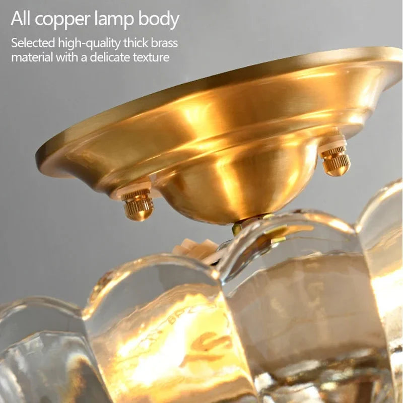 Afralia™ Copper Retro Ceiling Light: Elegant European Style for Bedroom, Study, or Corridor.