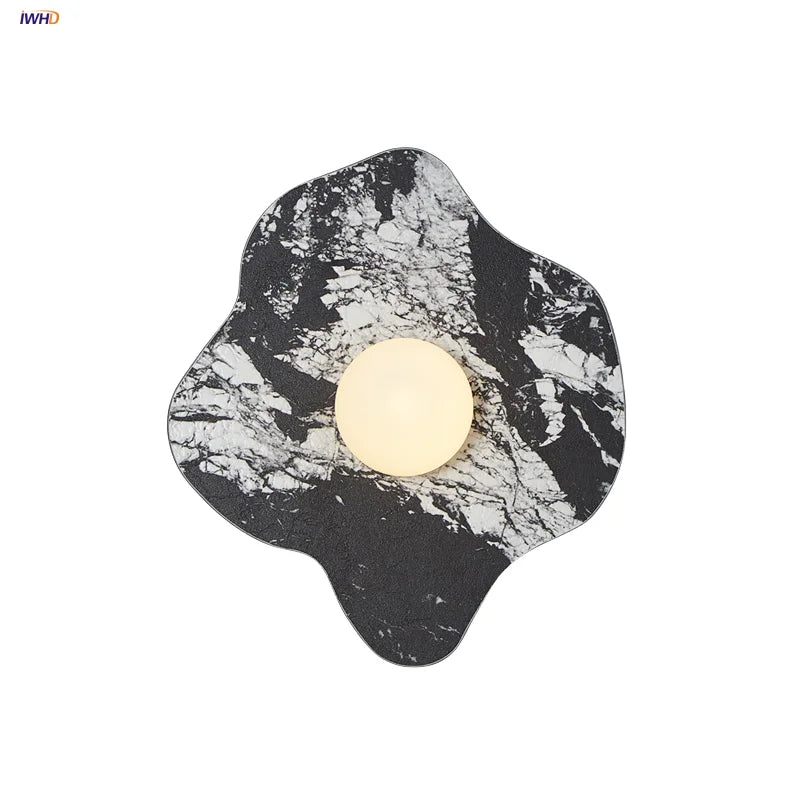 Afralia™ Stone LED Wall Lights White Glass Ball Sconce Lamp for Bedroom & Hallway
