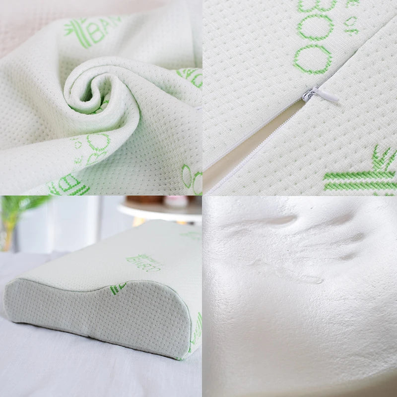 Afralia™ Wave Bamboo Memory Foam Pillow for Cervical Spine Care and Pain Relief