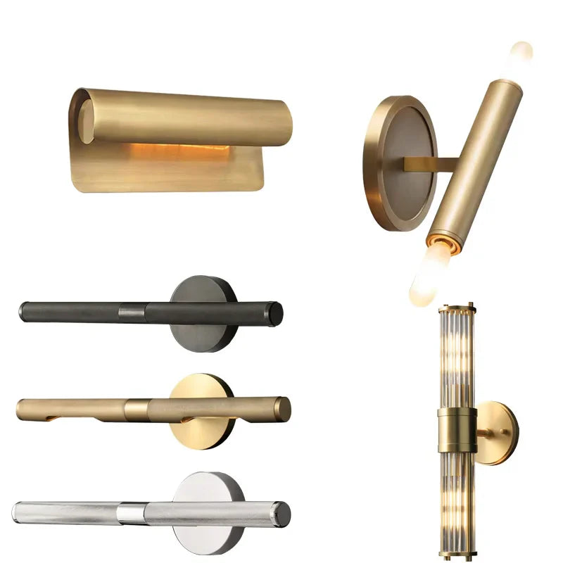 Afralia™ Modern Bronze Black Brass Wall Lamp Home Decor Bedside Lighting